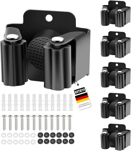 EITEYI 6 Pièces Porte Balais Mural,Accroche Balai Mural, Support Balais Mural, Attache Balai Mural, Support De Vadrouille Pour Salle De Bain Cuisine Bureau Placard Jardin Garage