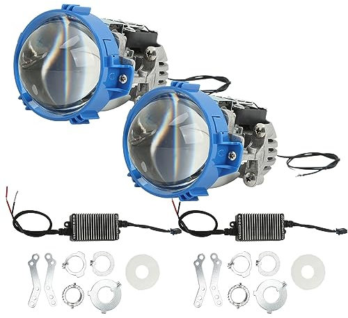 Brilluxa 3.0 Inch Bi LED Projector Lens, 12V High Low Beam 6000K White Light Headlight Retrofit Kit, Universal LED Projector Lens for H1 H4 H7 HB3 HB4 D1 Bracket