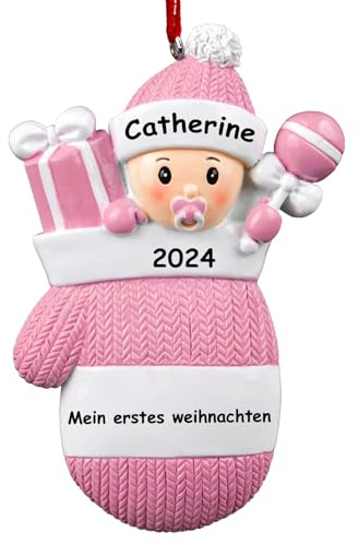 DPDP Personalisierte Weihnachtskugel Baby, Mein erstes Weihnachtsbaby, Personalisierte Weihnachtskugel aus Harz, Weihnachtskugeln Personalisiert mit Name des Babys, Geburtsdatum, Gewicht, Größe