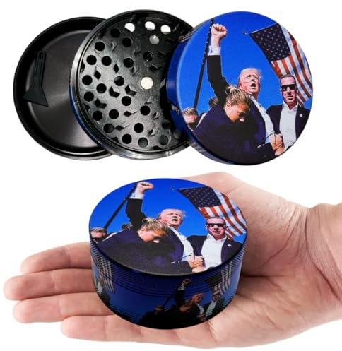 Herb Grinder. 3 inch herb grinder. Easily grind spices for home, kitchen and when traveling. Custom printed Trump grinder has three layers (No Screen Catcher)