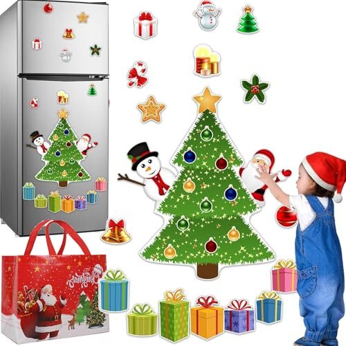 Árbol de Navidad magnético para refrigerador, imanes de nevera de Navidad, árbol de Navidad magnético para niños, añade espíritu navideño a tu cocina y diversión para los niños (C)