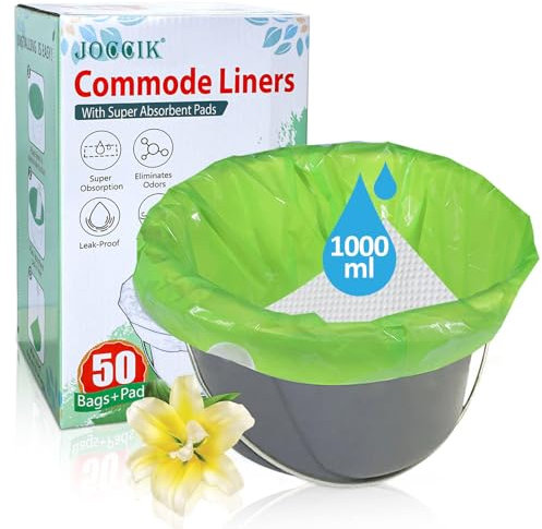 Lot de 50 sacs jetables universels pour chaise percée avec coussinet absorbant, convient à tous les seaux de chaise de toilette standard