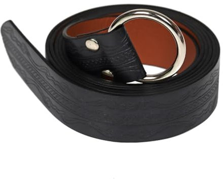 XAGMODSHN Mittelaltergürtel für Herren, geprägtes PU-Leder, Ringe, Vintage-Kostüm, Schwarz , 190cm*3.6cm