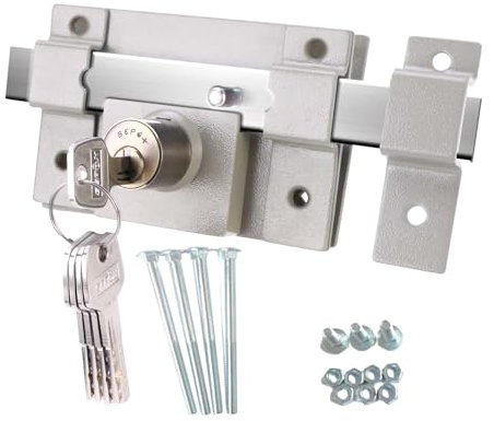 SEPOX Long Throw Heavy Duty Gate Lock for Wooden/Metal Gates, Max up to 70mm Double Side Locking with 5 Keys, Brass Cylinder Weatherproof Garden Gate Lock for Yard, Shed, Fence, Patio