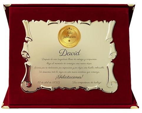 ByClay Laboratory Placa de Jubilación Personalizada | Regalo de Agradecimiento por Retiro | Targa Estilo Pergamino con Estuche Elegante | con Medalla Elegante