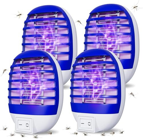 4 Pièces Anti Moustiques Electrique, Lampe UV Anti Moustique, Prise Anti Moustique, Anti-Moustique Intérieur, Attrape pour Mouches, Moustiques, Mites, Moustique Tueur Lampe pour Cuisine, Chambre