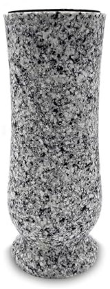 Grabvase Kunstharz Granitnachbildung Schwedisch Black 20 cm Höhe Ø10 cm – stilvolle wetterfeste frostsichere Friedhofsvase mit Kunststoffeinsatz – eleganter Grabschmuck für den Friedhof (Striegau)