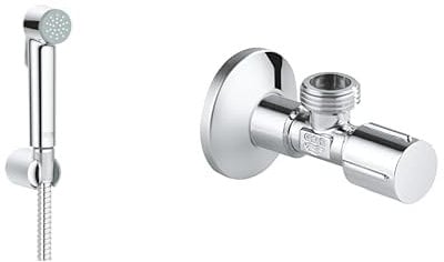 GROHE Tempesta-F Trigger Spray 30 Shower Set (Including Bidet Trigger Control Hand Shower, 1250mm Metal Long Life Hose, Wall Holder and Angle Valve Wall Connection 1/2 Outlet 1/2, Chrome