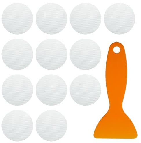 Bewudy 12 Stück Anti Rutsch Pads Dusche Aufkleber, 10cm Transparente Antirutsch Pads Mit Schaber Selbstklebende Badewannen Sticker Antirutschmatte für Badewanne Dusche Treppen Rutschige Oberflächen
