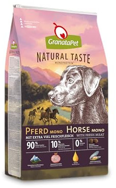 GranataPet Natural Taste Pferd Mono, Monoprotein-Trockenfutter für Hunde, Hundefutter ohne Getreide & ohne Zuckerzusätze, Alleinfuttermittel für ausgewachsene Hunde, 12 kg
