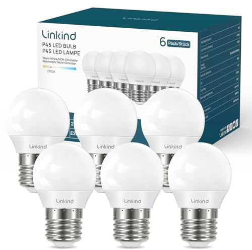 Linkind E27 Golf P45 Lampe 3.4W erzetzt 40Watt, 2700K Warmweiß 470Lumen E27 LED Leuchtmittel G45 Birne, klasse D Energiesparlampe mit 240° Abstrahlwinkel, nicht dimmbar, 6 Stück