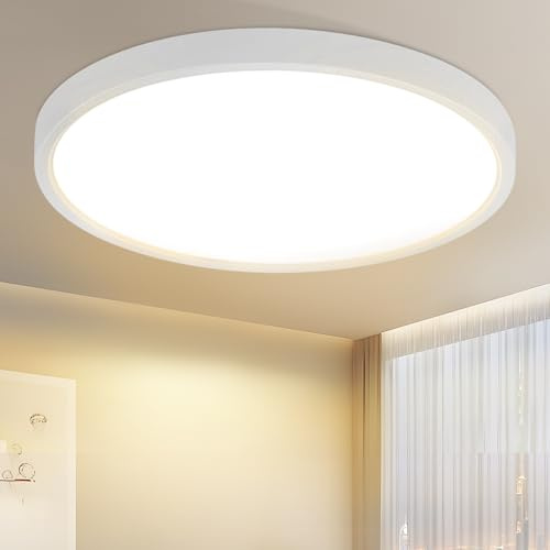 Laittiin Deckenlampe LED Deckenleuchte Flach - 23CM Rund Badezimmerlampe 18W Weiß Schlafzimmerlampe 3000K Warmweiß Modern Deckenlampen IP44 Wasserfest Badlampe Decke für Bad Schlafzimmer Küche Flur