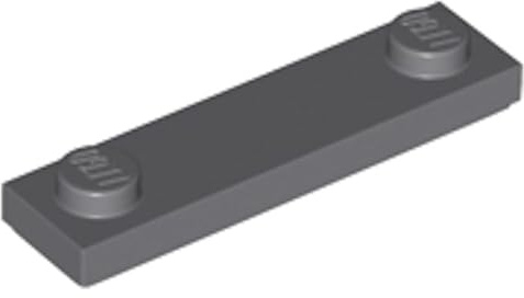 LEGO Plate, Modified 1 x 4 with 2 Studs with Groove, Part 41740 (Dark Bluish Gray, 10, Bricks)