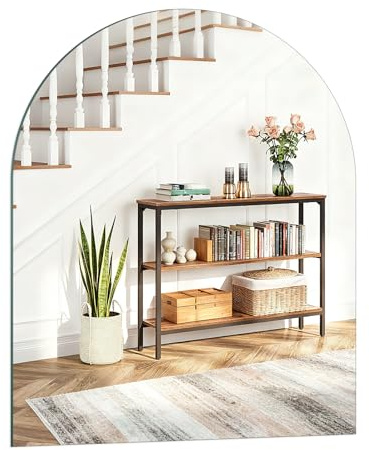 Bogenspiegel Selbstklebend fürs Badezimmer, 50×40cm rahmenloser Wandspiegel | HD Bilder Glasspiegel Dekorativer Wandspiegel für Wohnzimmer, Gäste-WC, Schlafzimmer, DIY-Projekt