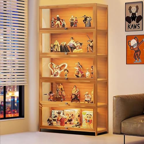 Scribora Cabinet d'exposition avec Porte en Verre Acrylique, boîte d'exposition Curio de 10 Niveaux, étagère de Collection de Jouets et étagères pour la Chambre
