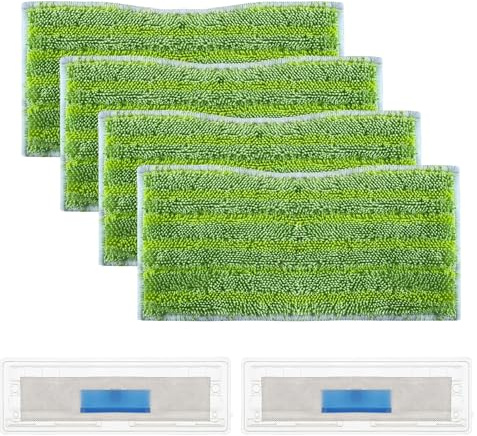 4 Pack Steam Mop Replacement Pads Compatible with Shark Steam Mops VM252 VM250 VM200 VM190 VC205 QM250+ 2 Dirt Chamber, Floor Steamer Pads Washable, Reusable Microfiber Cleaner Pads