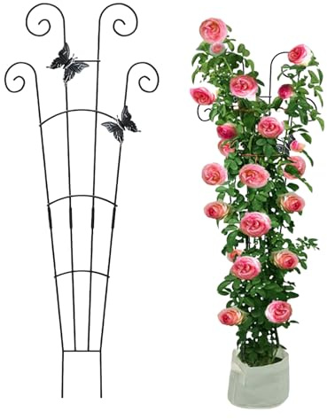Fyrdyn Pflanzenstützpfähle, Metall, stabil, wetterfest, für Garten, Rankgitter, Kletterpflanzen, für Landschaftsbau, Ranken, Tomaten, Paprika, Orchideen, Efeu, Balkon