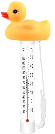 Poolthermometer Schwimmend - Lustiges Ente Floating Pool Thermometer Schwimmbadthermometer Mit Schnur mit Schnur, Wasserthemometer für Einbaupool, Hot Tub, Spa, Badewanne & Aquarium