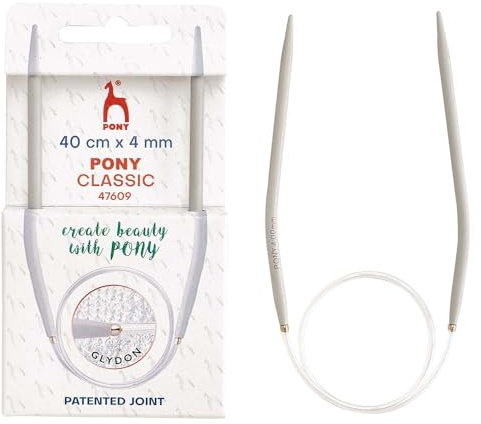 Pony Circular Metal Knitting Pins Needles With Cable Wire Length 40cm Width 4mm
