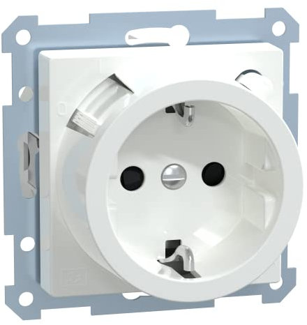 Schneider Electric Merten FI-Schuko-Sicherheitssteckdosen-Einsatz, 1-fach, Berührungsschutz, System M, aktivweiss glänzend, Artikelnummer 233825