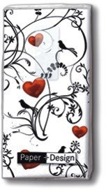 10 bedruckte Taschentücher - Ornament with hearts 21 x 21cm