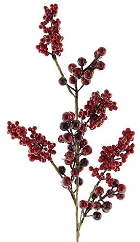 FRANK FLECHTWAREN Kunstpflanze, Deko-Zweig Rote Beeren, Künstliche Pflanze, Rot, ca. 73 cm lang, vielseitig anwendbar,