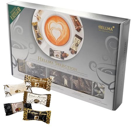 HELLMA Selection - 200 Stk. Schokoladen Mix, einzeln verpackt - 5 Sorten - Vorrats-Box - für Hotel, Café und Gastronomie