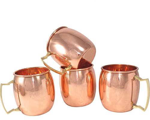 Rastogi Handicrafts Lot de 6 tasses en cuivre massif pour Mules Moscow Mules - 550 ml - 100 % cuivre pur finition laquée