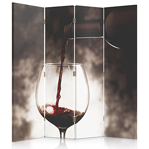 Paravent 4 Panneaux Verre Décoratif Réversible Noir 145x180 cm
