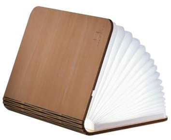 Gingko Smart Book Light – Large Foldable LED Lamp | Maple Wood Finish | Rechargeable, Magnetic Design | Ambient Decor for Bedroom, Office, Gifts