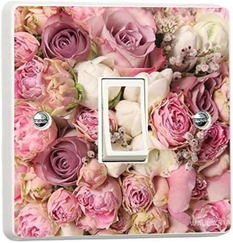 WALL ART DESIRE Pink Rose Flower Single Light Switch Cover Vinyl Sticker