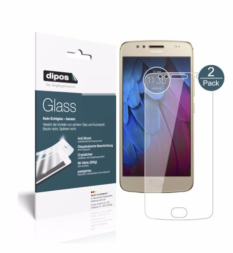 dipos 2x Displayschutzfolie 9H klar für Motorola Moto G5s Plus | Bricht und splittert nicht, kein Echtglas, Anti-Shock, passt perfekt, kratzfest, blasenfrei, hüllenfreundlich, selbstklebend