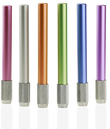 YOUSHARES Aluminum Assorted Colors Pencil Lengthener – Pencil Extender Holder for Colored Pencils in Regular Size (6 Pcs)