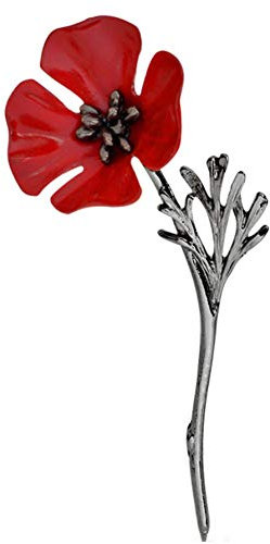 Beito Unisex Mohnblumen-Blumen-brosche Revers Abzeichen Pin Roter Kristall Broschen Gedenktage Geschenke