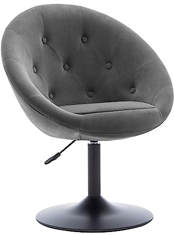 Duhome Loungesessel Höhenverstellbar Samt, Schminktisch Stuhl Drehstuhl Cocktailsessel mit Armlehne für Wohnzimmer Esszimmer Schlafzimmer, Grau