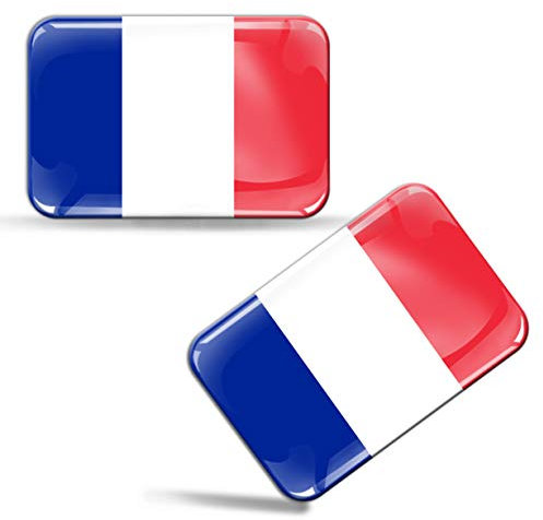Biomar Labs® 2 x Aufkleber 3D Gel Silikon Stickers Frankreich France Französische Flagge Fahne Flag Auto Motorrad Fahrrad Fenster Tür PC Handy Tablet Laptop F 33