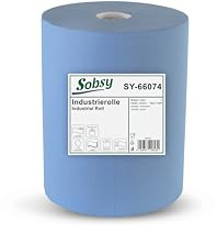 Sobsy 1.000 Blatt Industrierolle, 3-lagig., Ø 30 cm, 36 cm, recycling blau | Putzrolle, Werkstattrollen