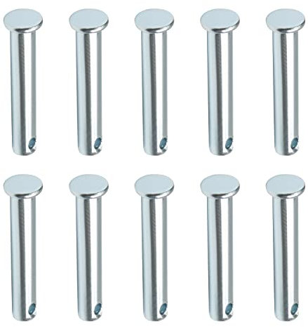 MroMax Perni a foro singolo, 8 mm x 45 mm in acciaio inossidabile 304 a testa piatta con foro perno di posizione per installazione di mobili, per uso domestico fai da te argento 10 pezzi
