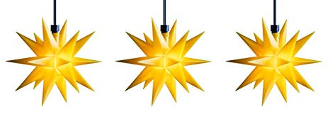 3D LED Stern Ø 12 cm mit Timer für außen und innen, 3er Sternenkette Gelb | Batteriebetrieben, Wetterfest, Für Außen und Innen, Fenster Deko, Weihnachtsstern
