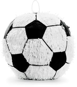 Piñata 35x35x35cm Fußball - Party Dekoration zum Befüllen - Partyspiele für Kindergeburtstag Geburtstag Jungen Party Fußballparty - Geburtstagsdeko Partydeko & Partyzubehör - Schwarz Weiß