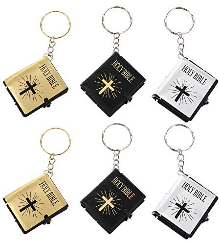 Milisten 6Pcs Kleine Bibles Keychain Miniatur Echten Bibel Schlüsselanhänger Anhänger Tragbare Heiligen Bibel Christian Gebet Party Favors Tasche Hängen Schlüsselanhänger
