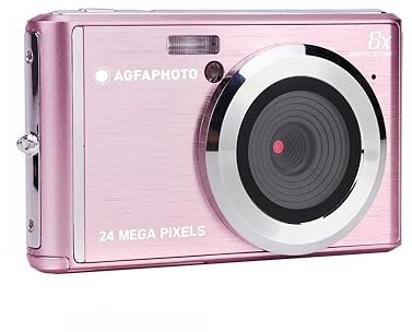 AGFA Photo Realishot DC5500 - Appareil Photo Numérique Compact, 24 MP, Ecran LCD 2,4, Zoom Digital 8X, Vidéo HD 720p, Mémoire Externe SD, Batterie Lithium - Rose