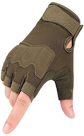 GRTE Taktische Handschuhe, halber Finger, für Männer und Frauen, fingerlos, rutschfest, für Outdoor-Sport, Radfahren, Motorrad, Wandern, Klettern, Camping, Jagd, Laufen, Armeegrün, XL
