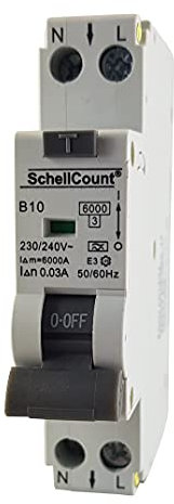 FI-LS Schalter Fehlerstromschutzschalter mit Leitungsschutzschalter integriert - B10A, 30mA, 1TE=18mm breit