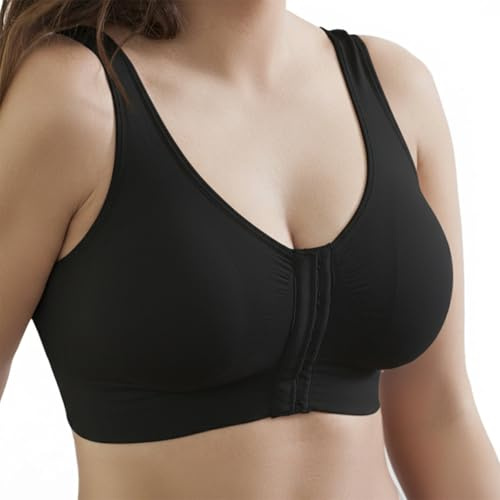 Selene, Reggiseno Donna in Tessuto Anallergico, Senza Ferretto, con Coppe Estraibili e Comoda Chiusura Davanti, Collezione Luisa, Colore Nero, Taglia XXL