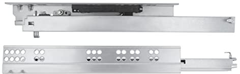 Amig - Juego de 2 guías Correderas Mod.45 de Acero Zincado para Cajones de Muebles, Cajoneras o Armarios, Autocierre y Apertura Push, Resistencia: 25 Kg/Par, Plateado, Medidas: 400 mm