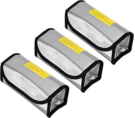 Lipo Battery Bag, 3pcs Fireproof Explosion Proof High Temperature Resistance Fireproof Bag Lipo Bag Battery Storage Case Lipo Battery Guard Safe Bag for Home Workshop