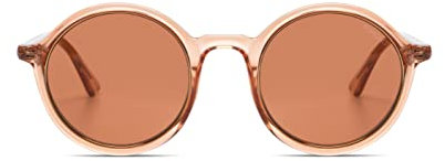 KOMONO Madison Dry Rose Gold Rim Lunettes de soleil unisexes rondes en Bio-Nylon pour homme et femme avec protection UV et verres résistants aux rayures