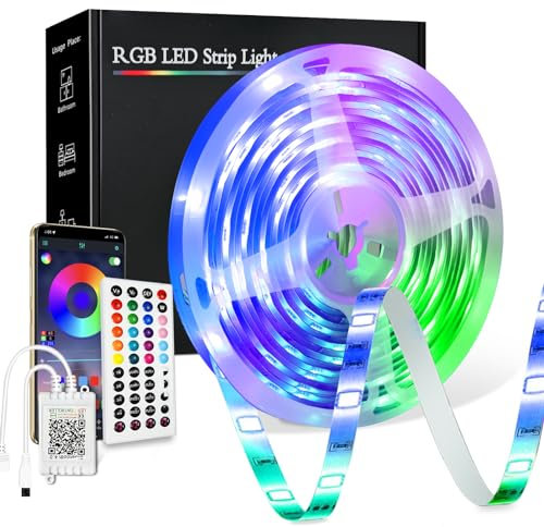 PSTAR LED Strip 20M, Bluetooth LED Streifen RGB 24V mit IR-Fernbedienung APP Steuerbar Musikmodus, Timer-Einstellung, LED Streifen Selbstklebend für Beleuchtung von Haus, Party, Küche