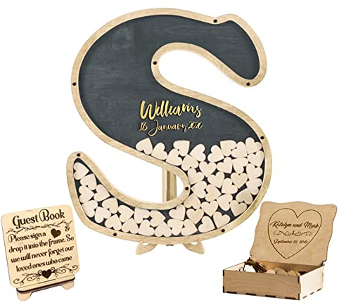 Personalized Guest Book, Wedding Guestbook Alternative, Custom Wooden Alphabet for Guest Book Wedding Ideas Wedding Letter Guest Drop Box Alternative Rustic Wedding Guest Book (Grey)